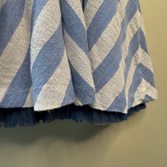 PINK CHICKEN Blue Chevron Stripe Party Dress Girls 6 Tulle Petticoat Fit Flare - Picture 7 of 10